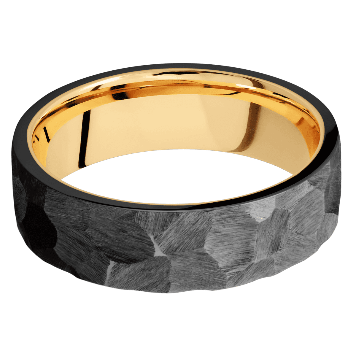 Zirconium + Rock Finish + 14K Yellow Gold