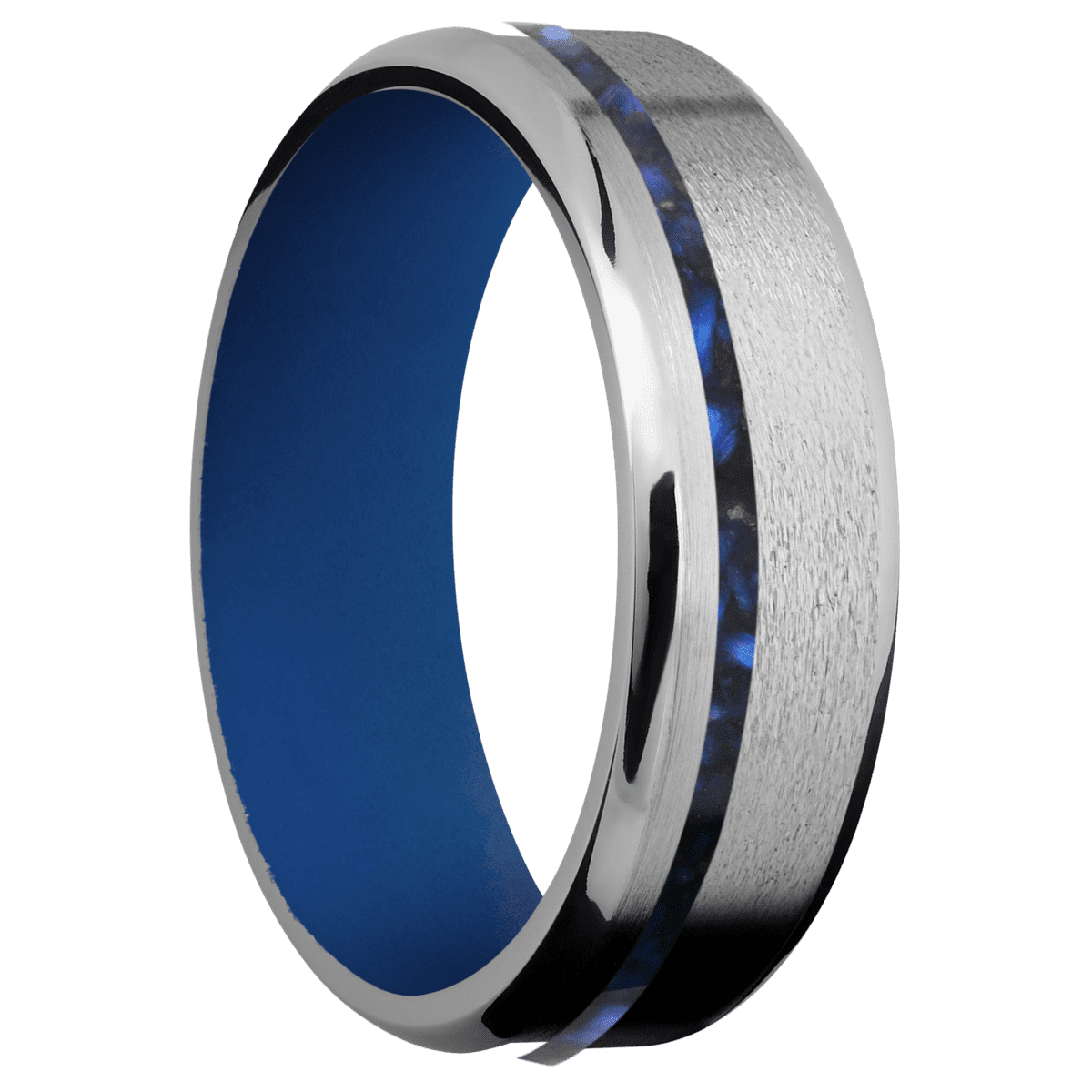 Titanium + Stone , Polish Finish + Royal Blue