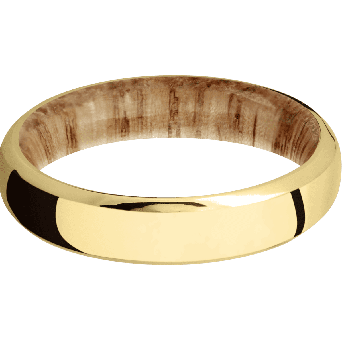 10K Yellow Gold + Polish , Polish Finish + Natural Oak