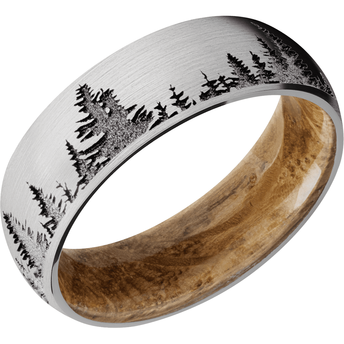 10K White Gold + Satin Finish + Whiskey Barrel