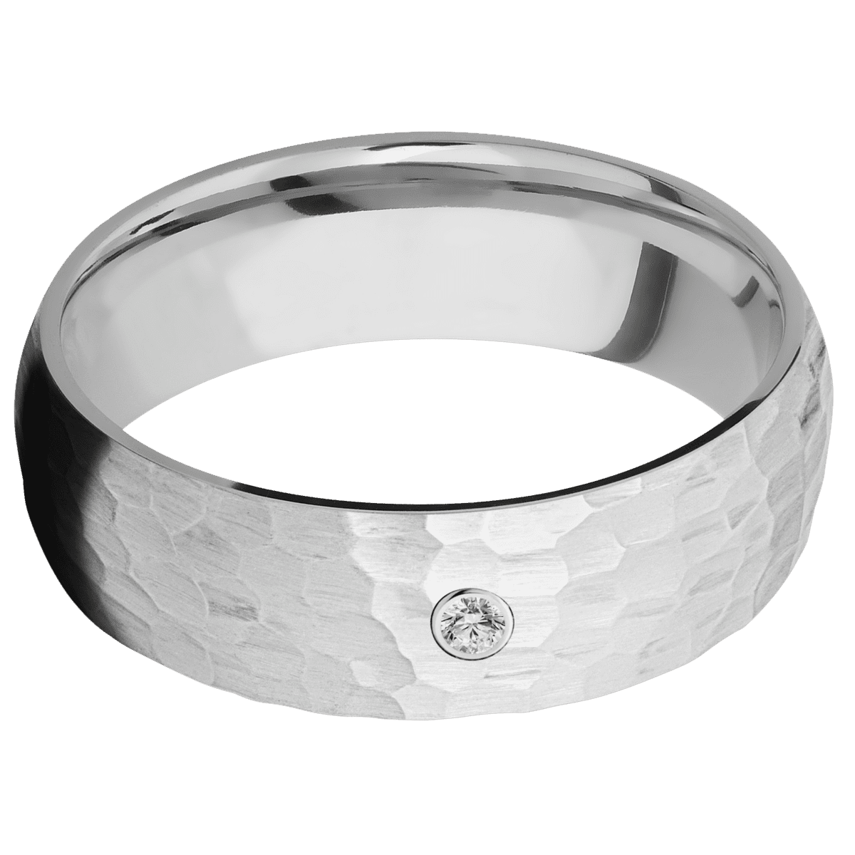 18K White Gold + Hammer Finish