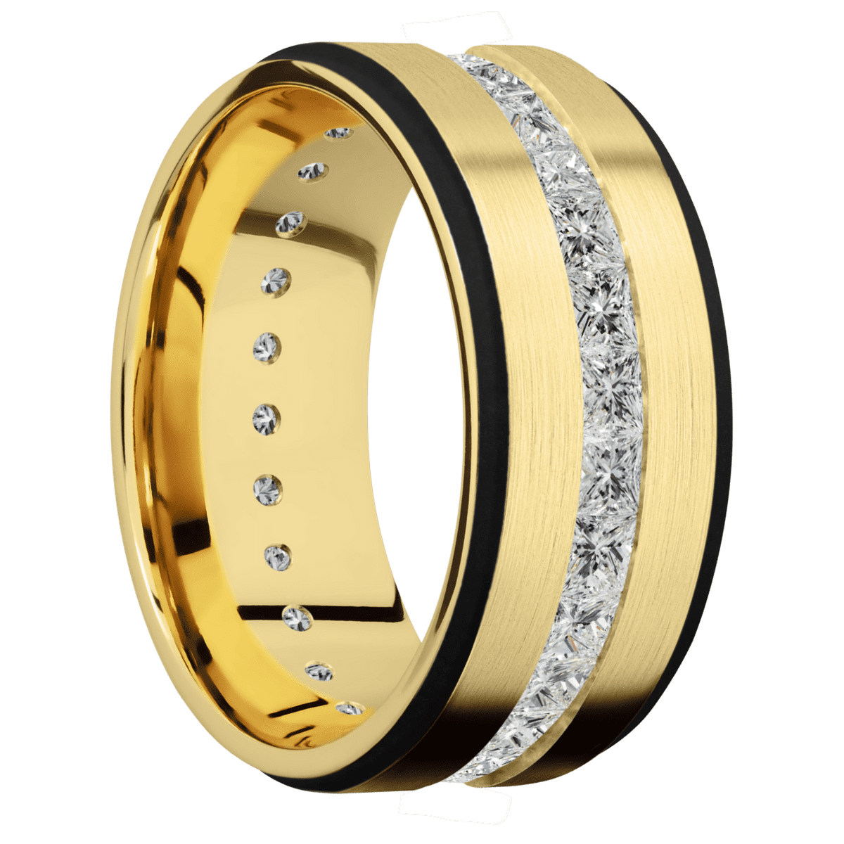 18K Yellow Gold + Satin , Polish Finish