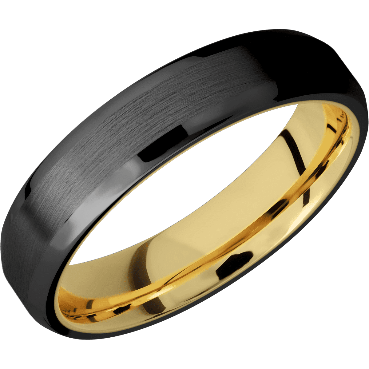 Zirconium + Satin , Polish Finish + 14K Yellow Gold
