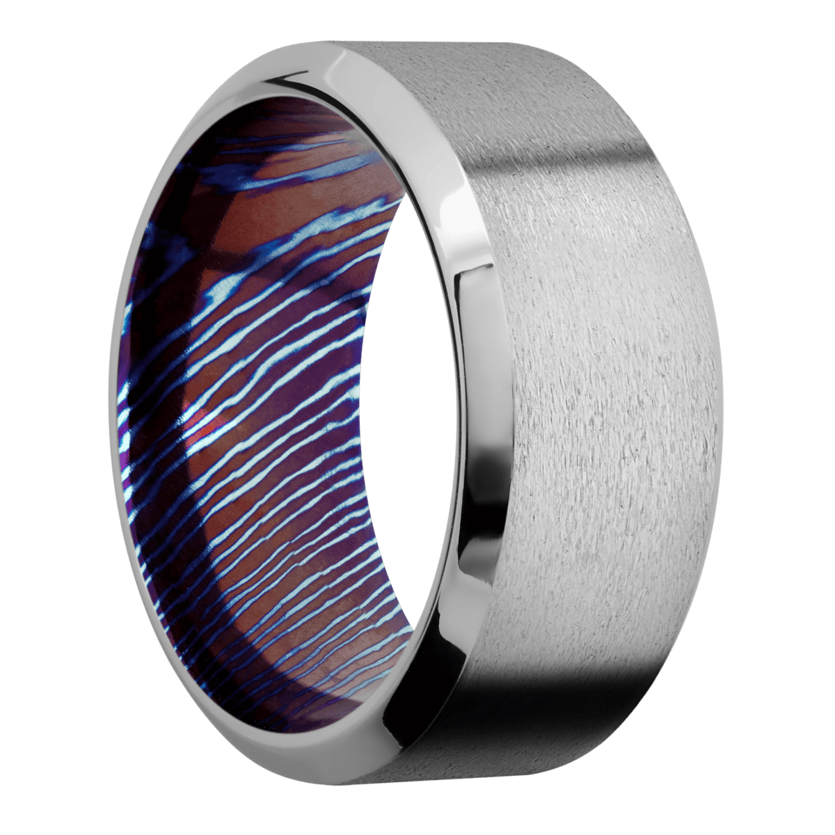Titanium + Stone , Polish Finish + Titanium Damascus