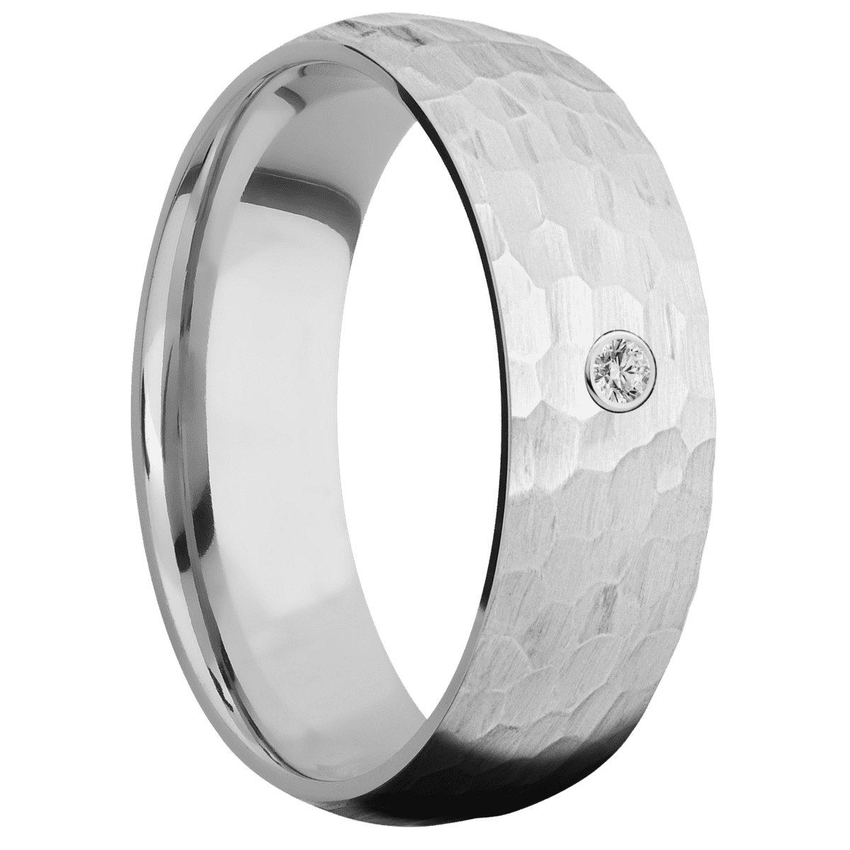 18K White Gold + Hammer Finish