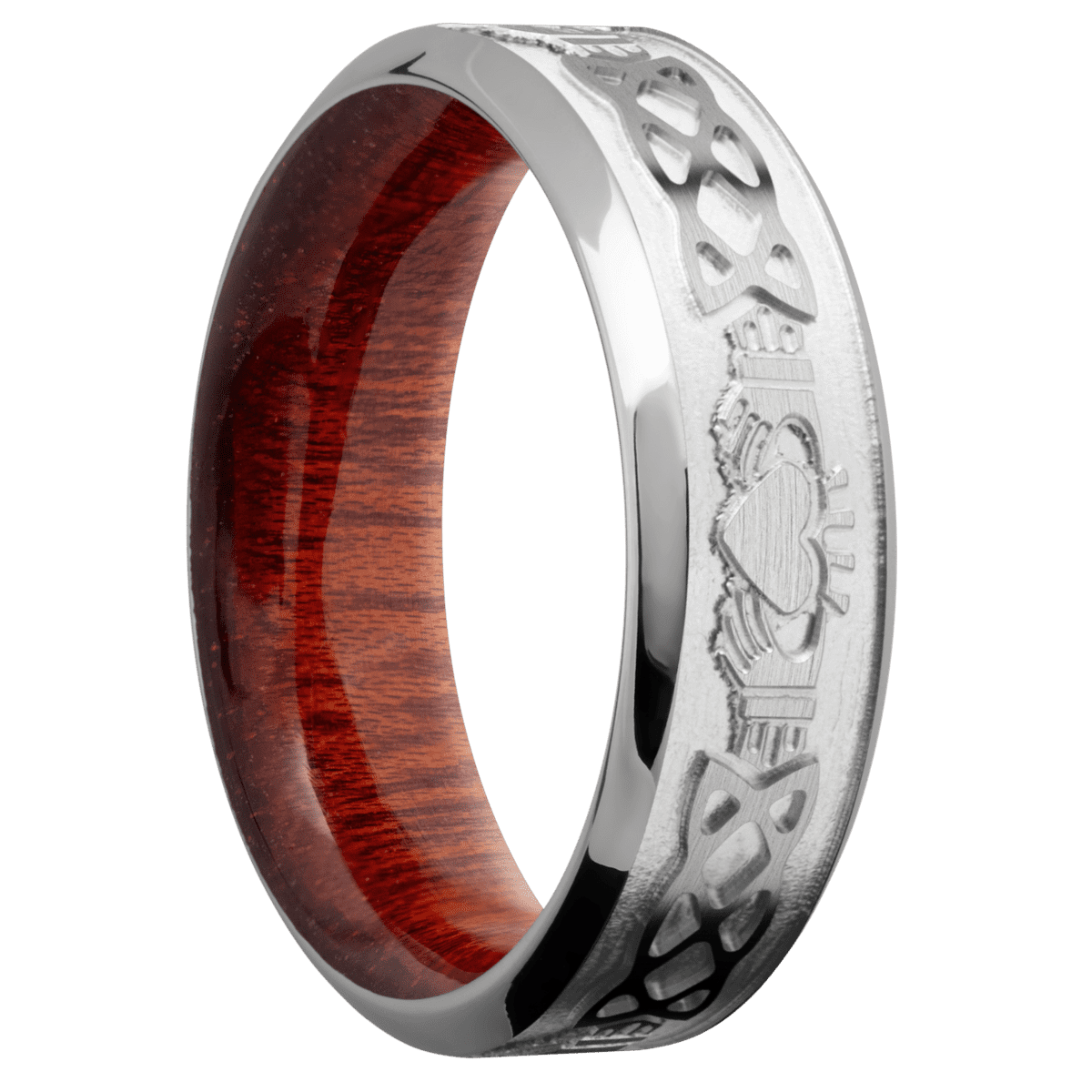 Titanium + Satin , Polish Finish + Blood Wood