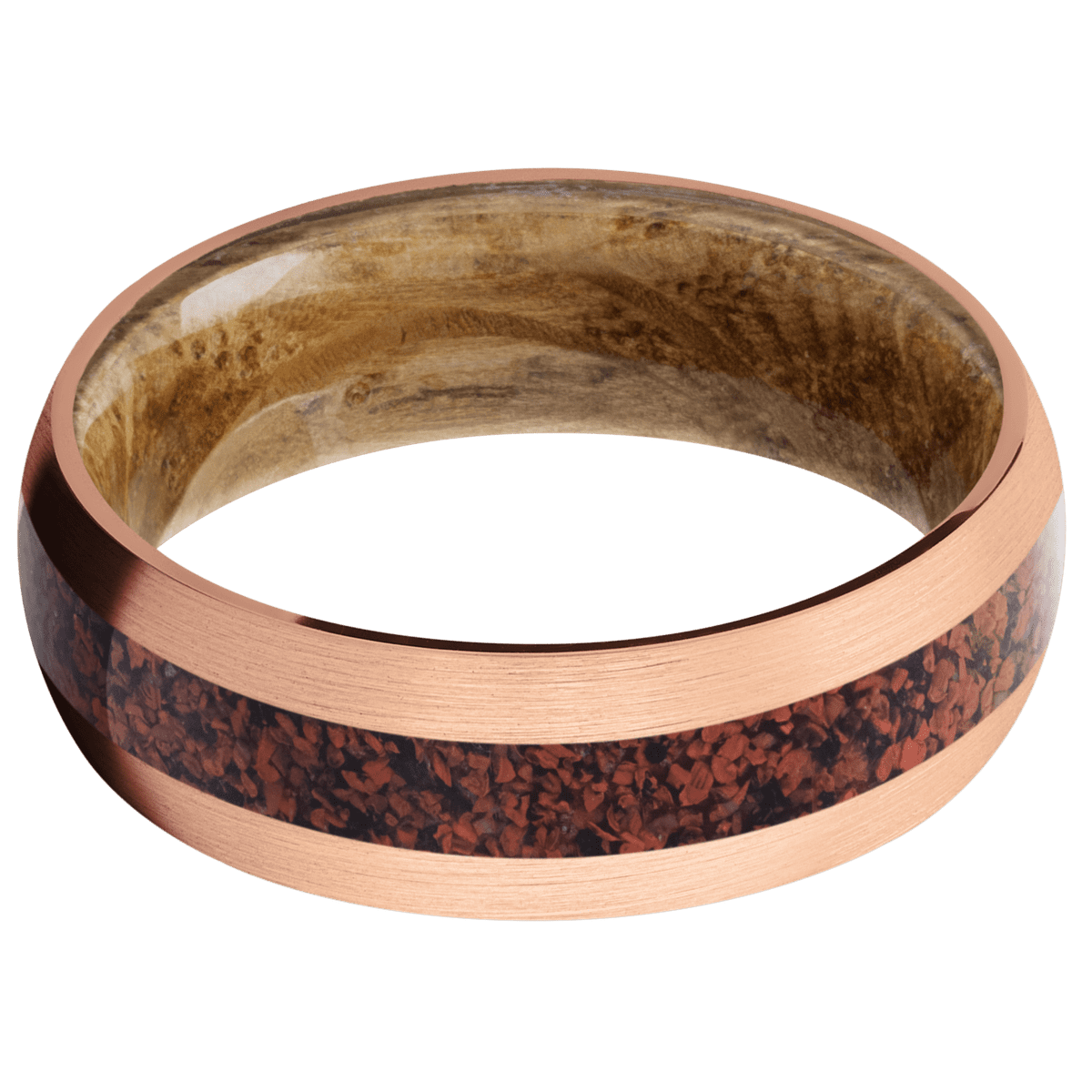 14K Rose Gold + Satin Finish + Whiskey Barrel