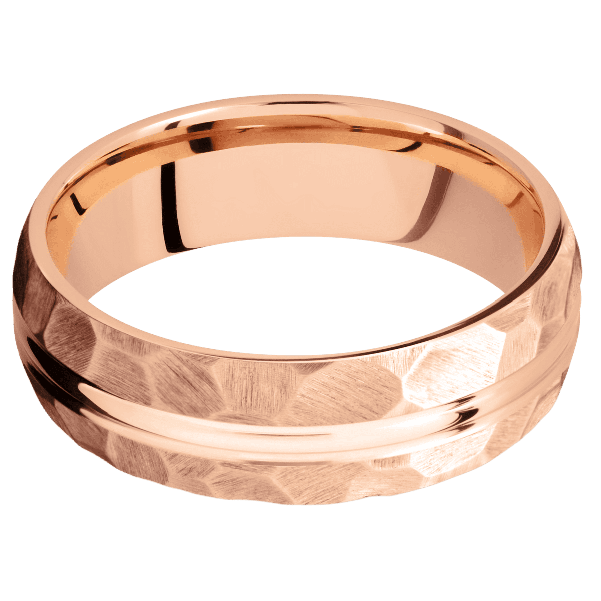 18K Rose Gold + Polish , Rock Finish