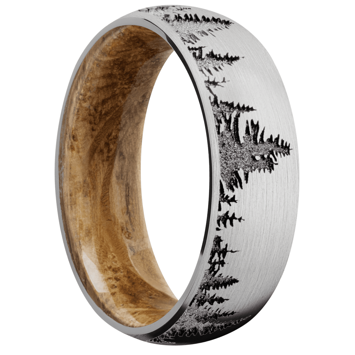10K White Gold + Satin Finish + Whiskey Barrel