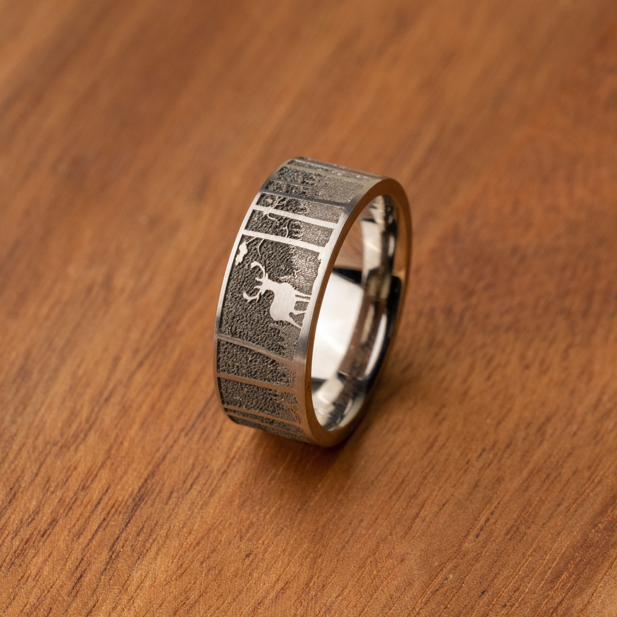 Size 10.5 Titanium and Elk Mountain Engraving