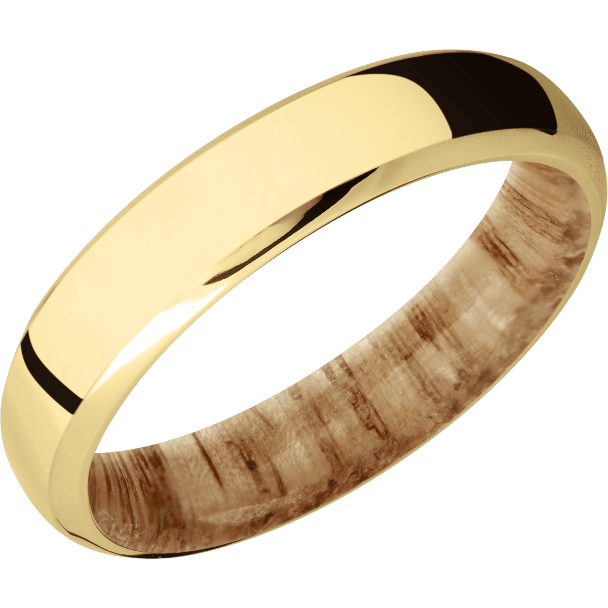 10K Yellow Gold + Polish , Polish Finish + Natural Oak