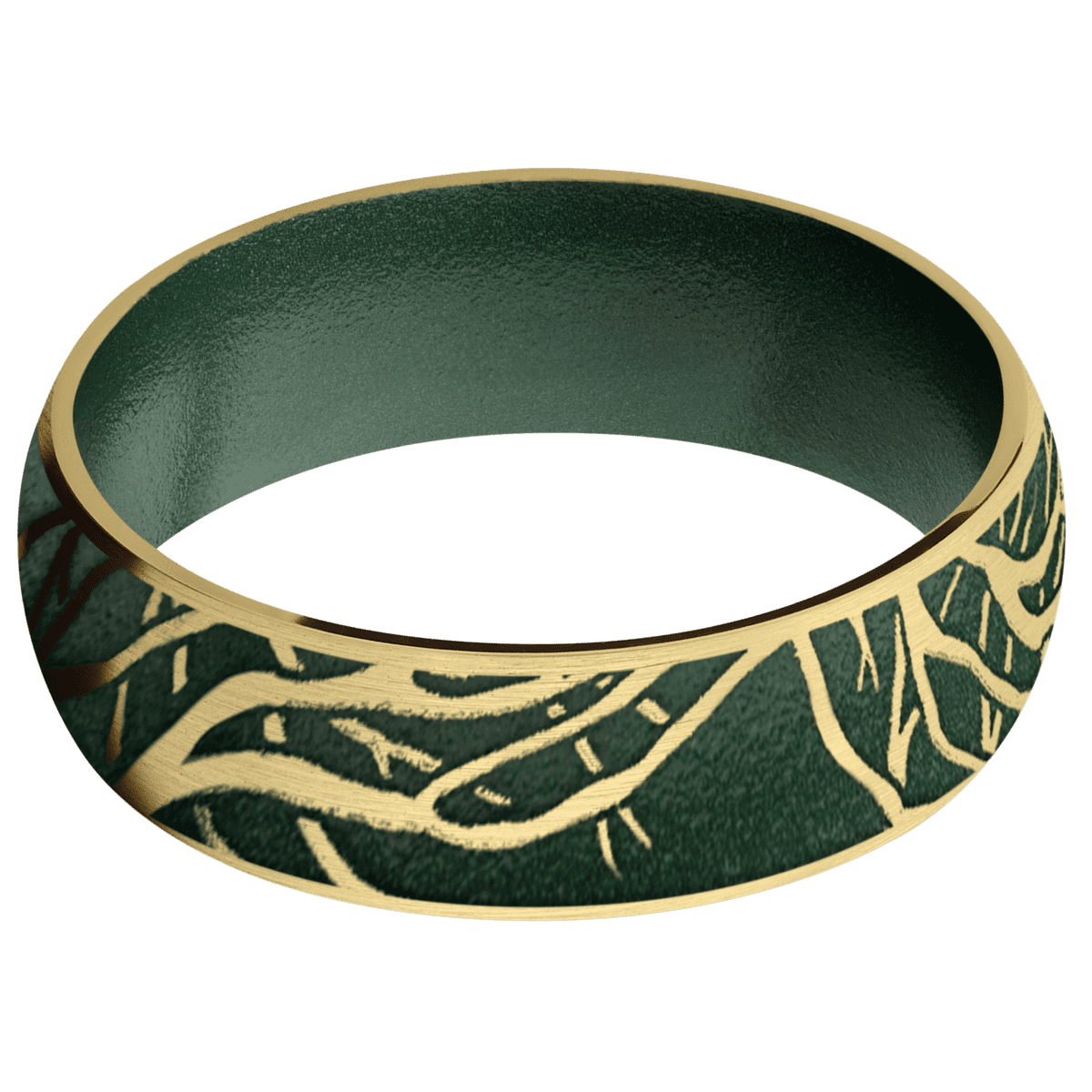 10K Yellow Gold + Satin Finish + Eastern Green
