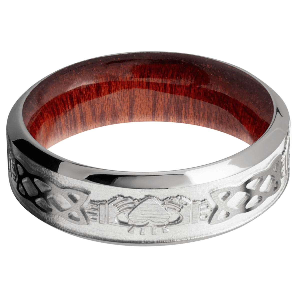 Titanium + Satin , Polish Finish + Blood Wood