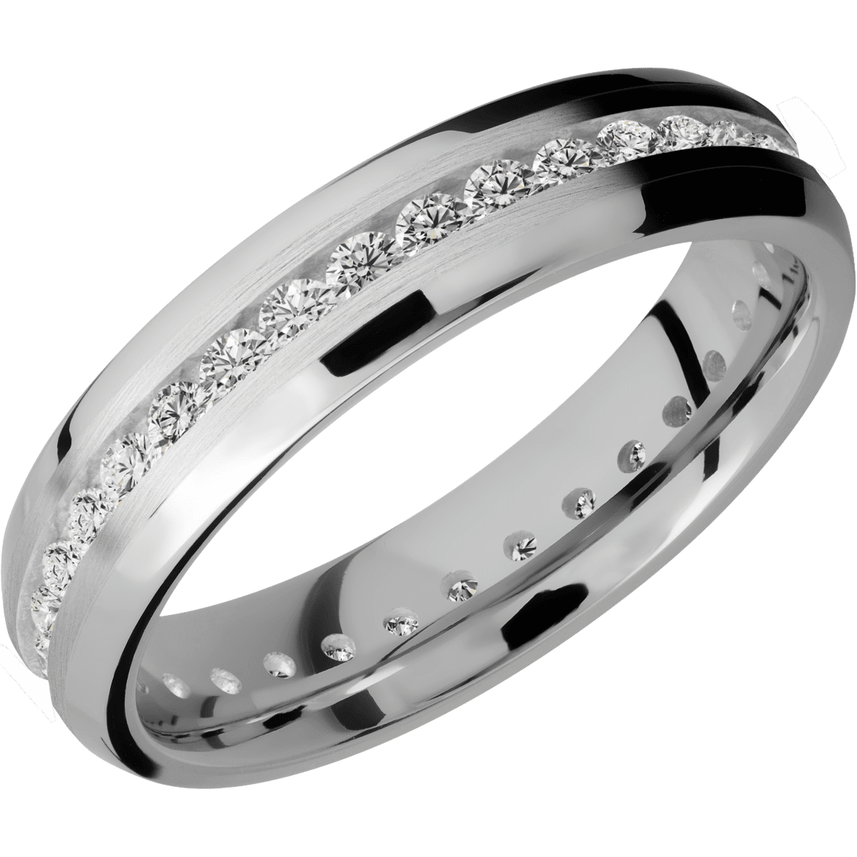 18K White Gold + Satin , Polish Finish