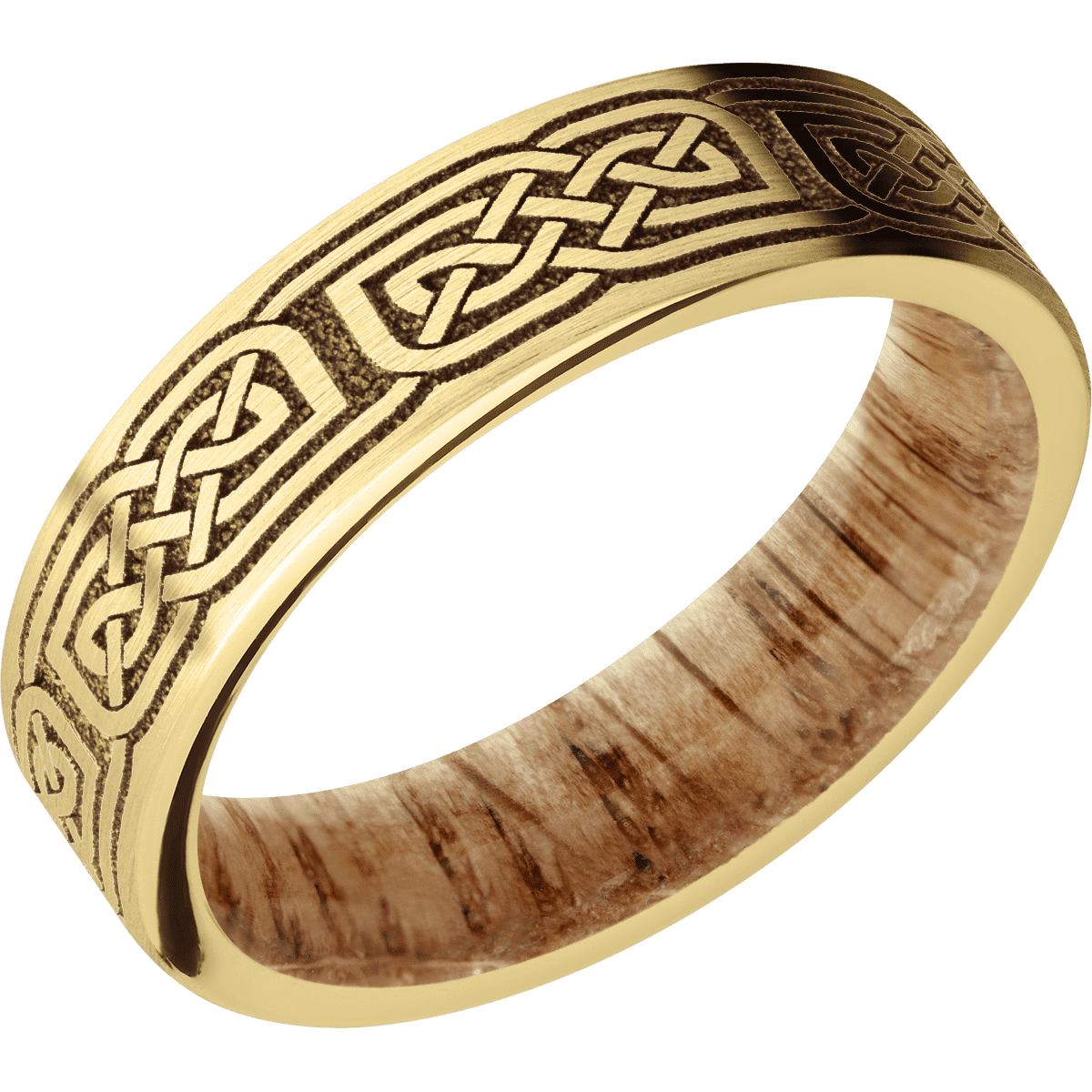 14K Yellow Gold + Satin Finish + Natural Oak
