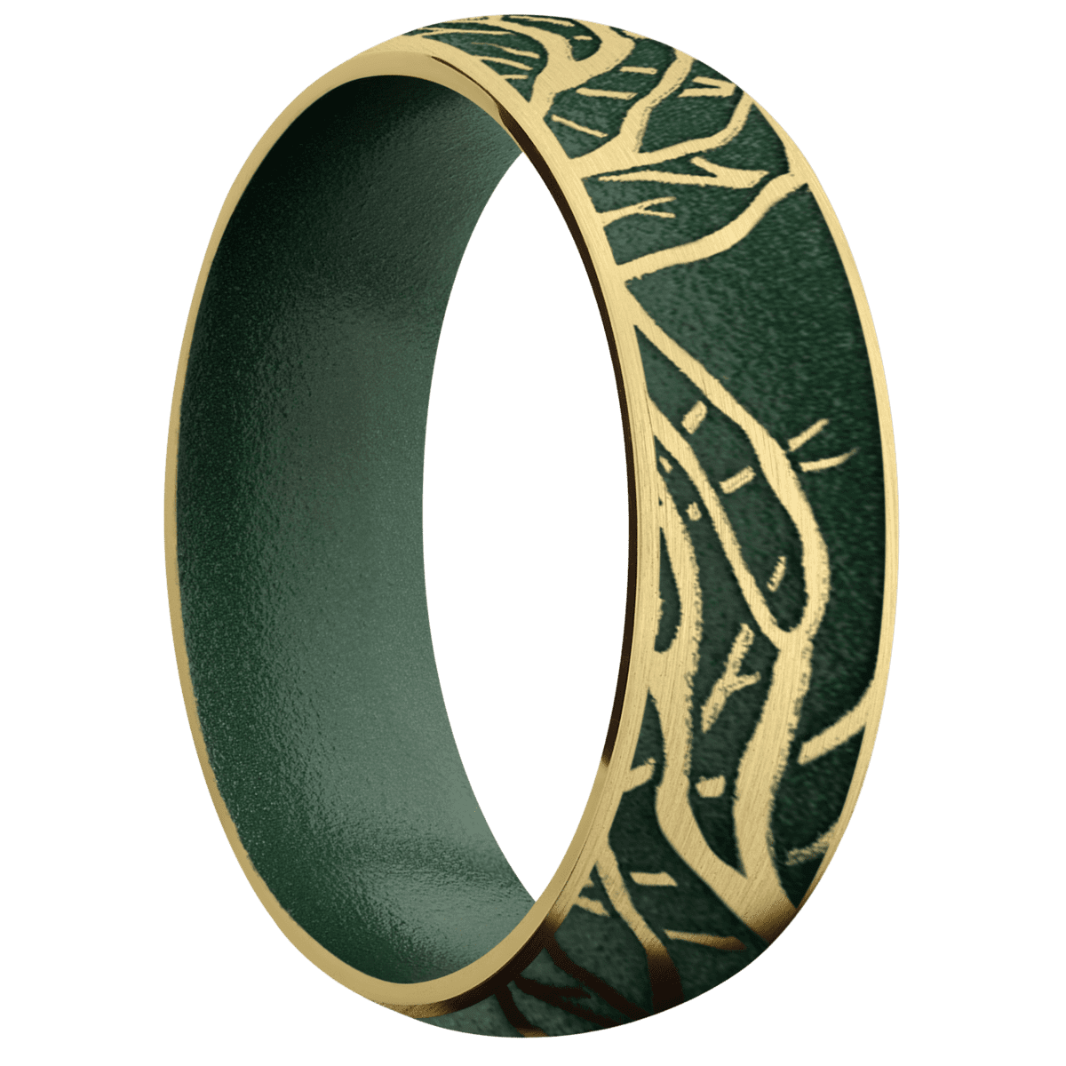 10K Yellow Gold + Satin Finish + Eastern Green