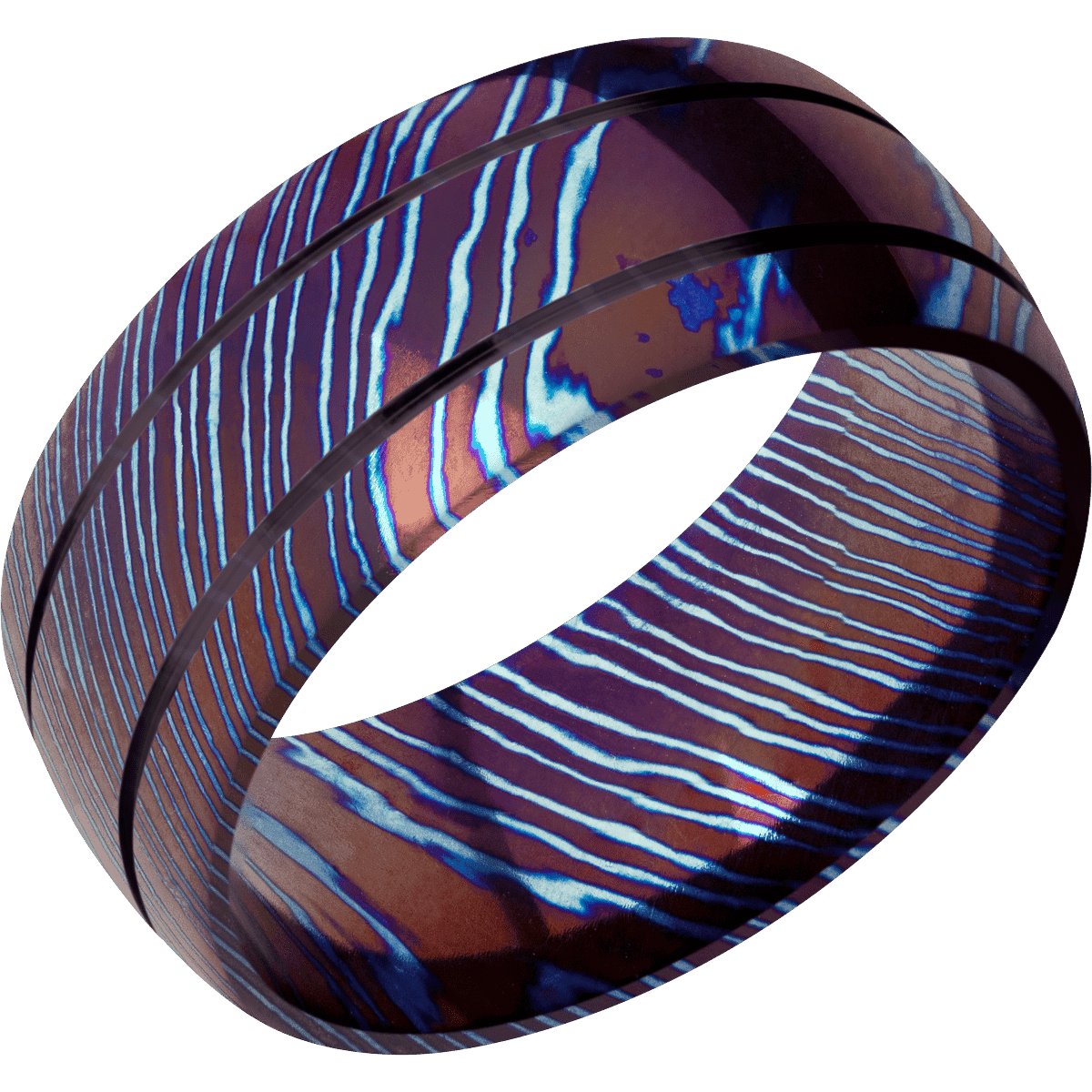 Titanium Damascus + Polish , Polish Finish
