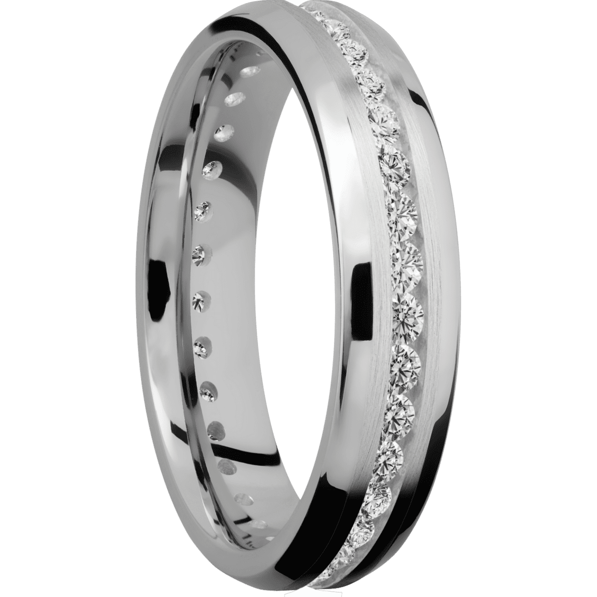 18K White Gold + Satin , Polish Finish