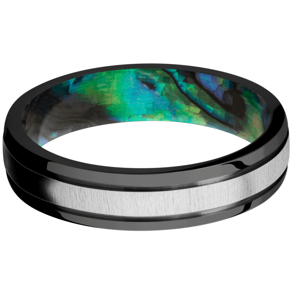 Zirconium + Crosssatinsilver , Polish Finish + Abalone