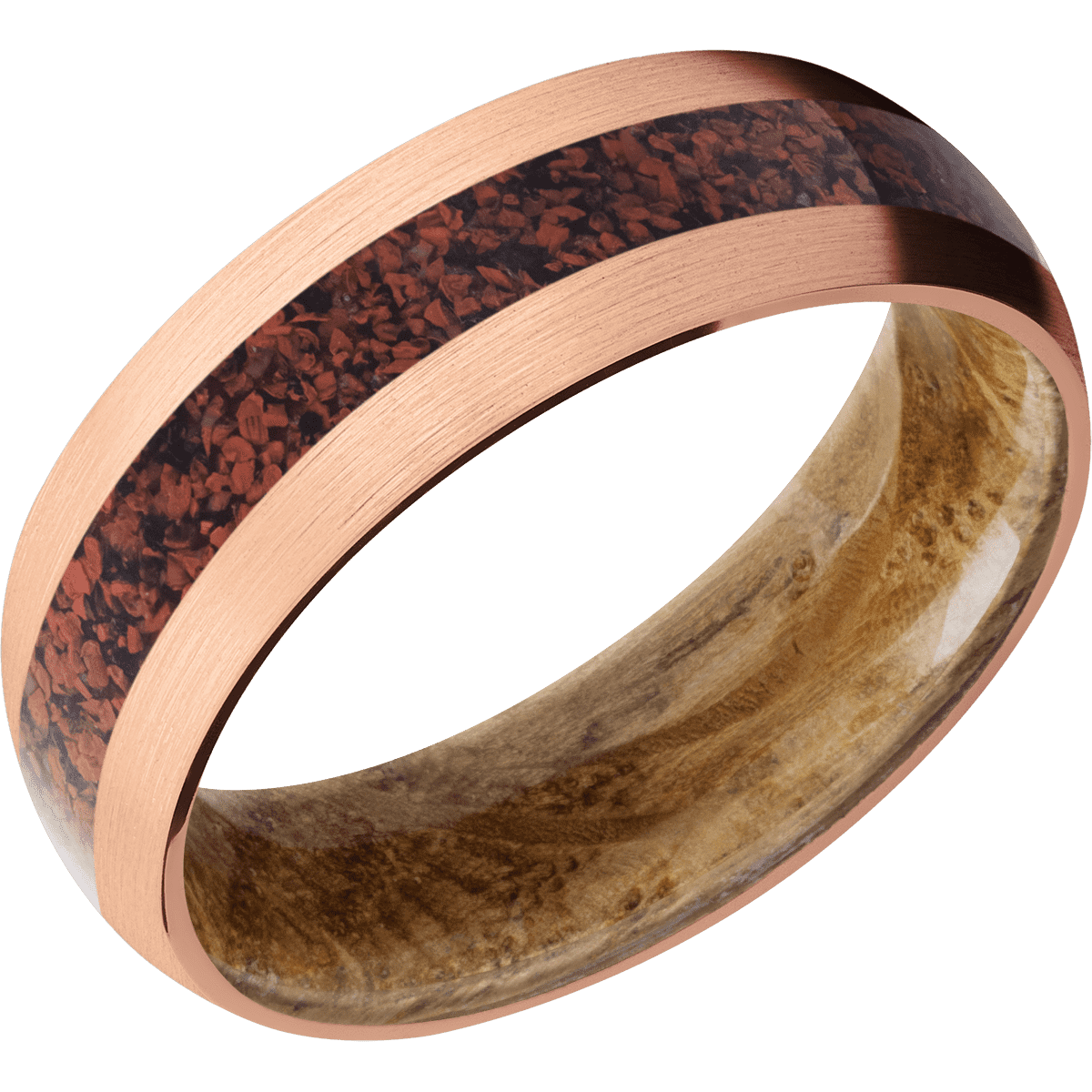14K Rose Gold + Satin Finish + Whiskey Barrel