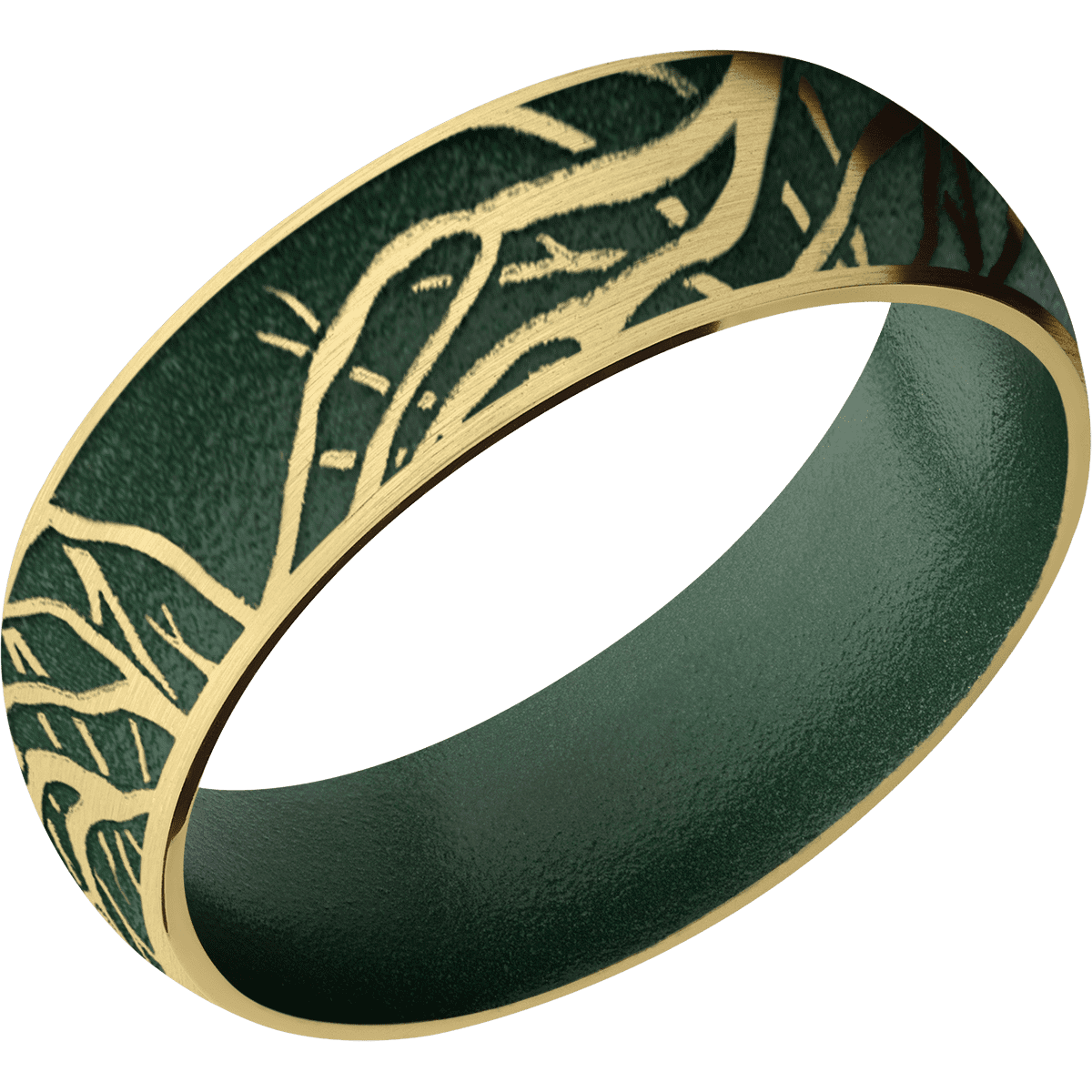 10K Yellow Gold + Satin Finish + Eastern Green