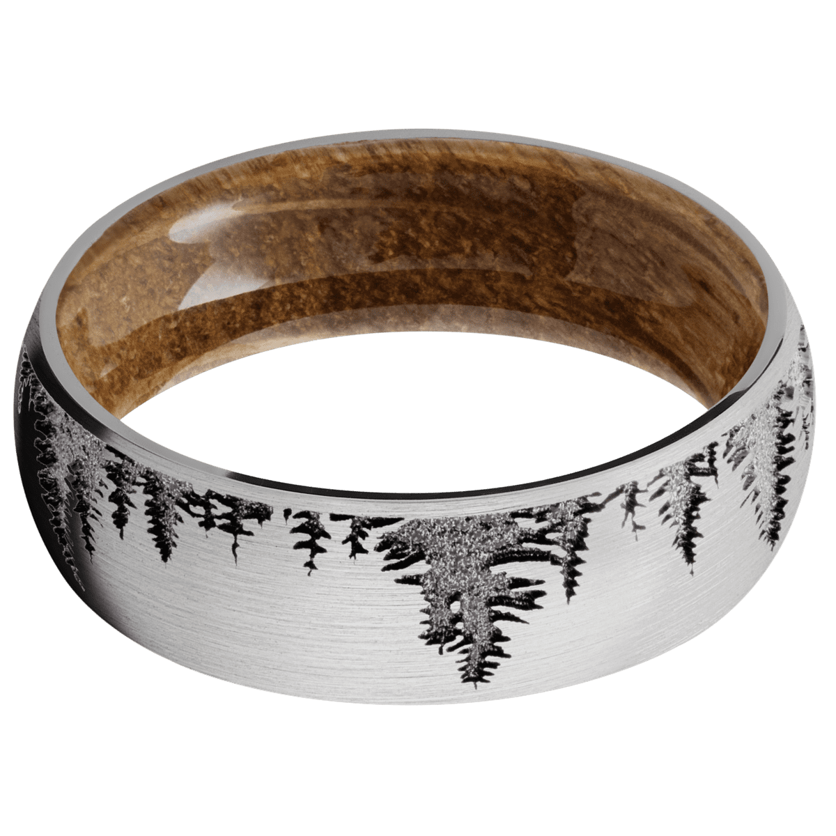 10K White Gold + Satin Finish + Whiskey Barrel
