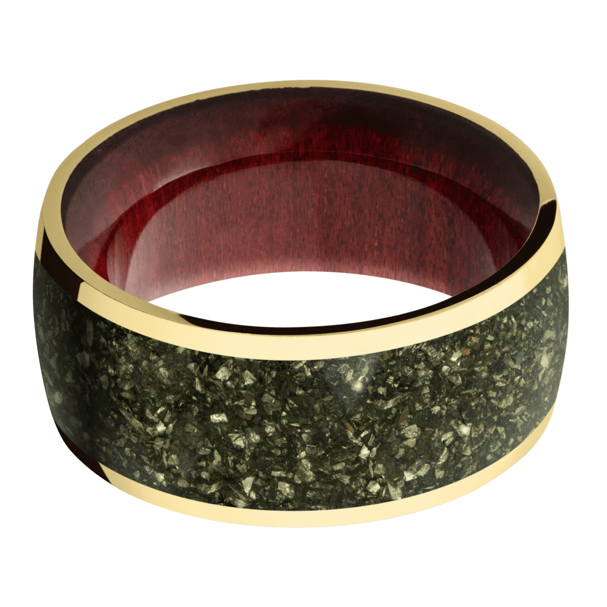 14K Yellow Gold + Polish Finish + Red Heart