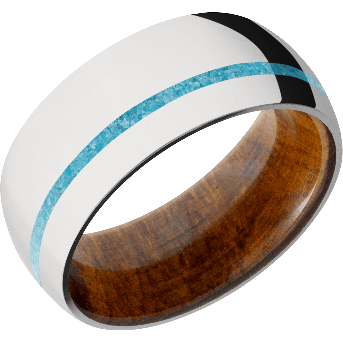 10K White Gold + Polish , Polish Finish + Desert Iron Wood