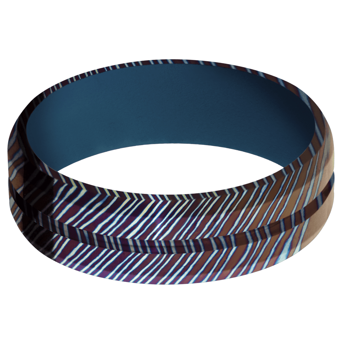 Titanium Damascus + Polish , Polish Finish + Sky Blue