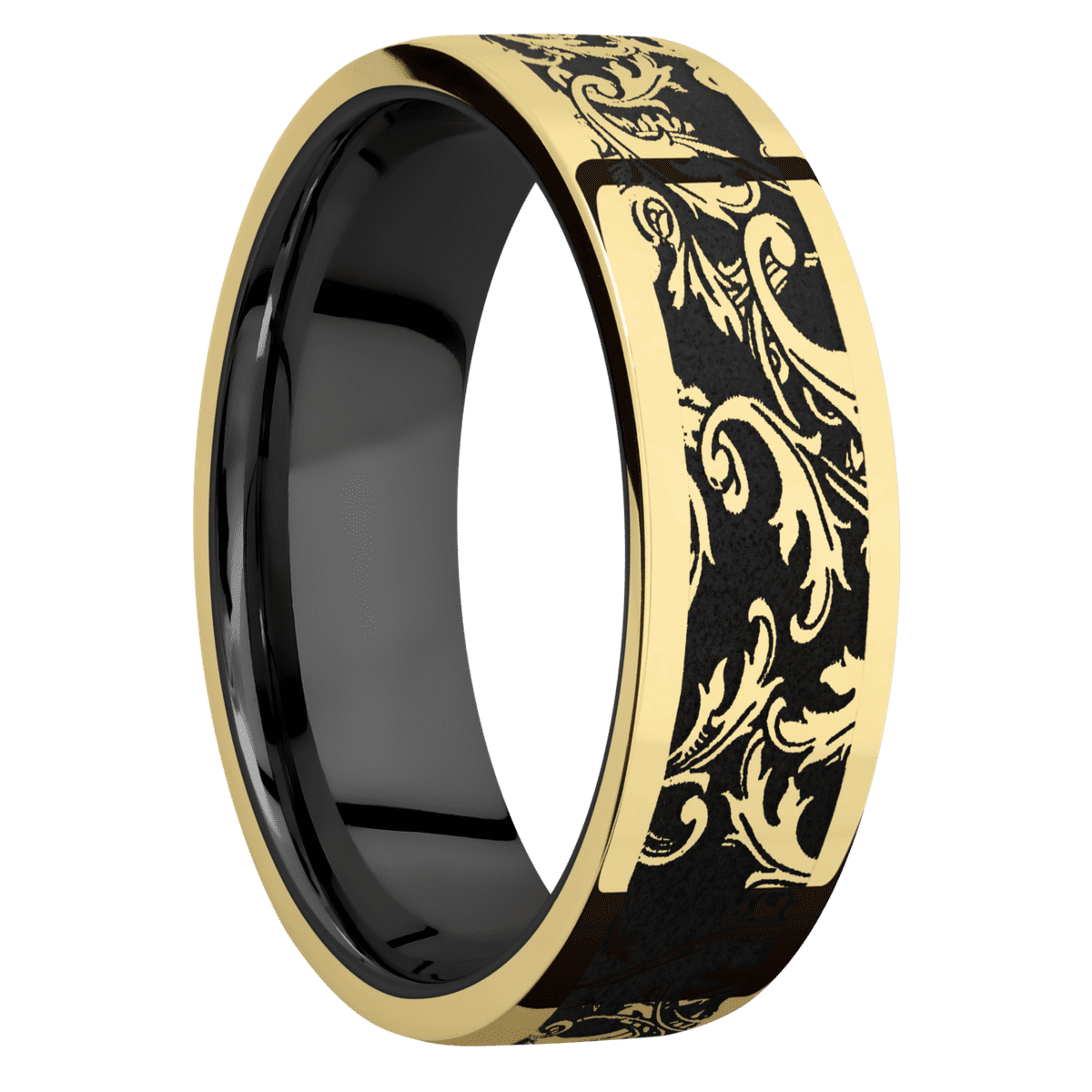 14K Yellow Gold + Polish Finish + Zirconium