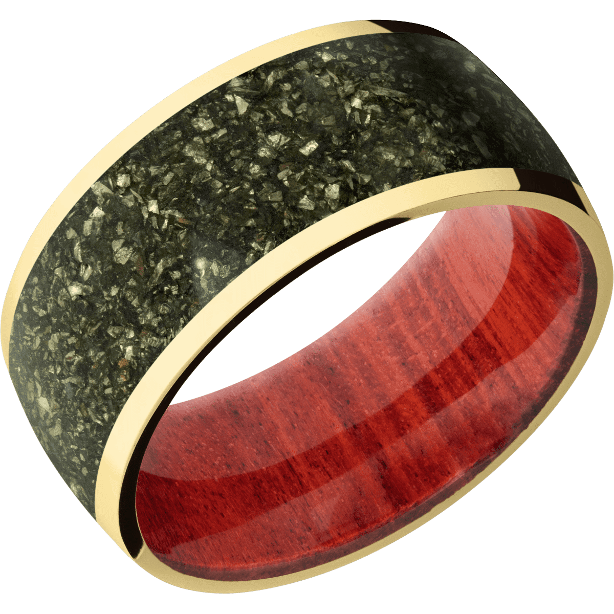 14K Yellow Gold + Polish Finish + Red Heart