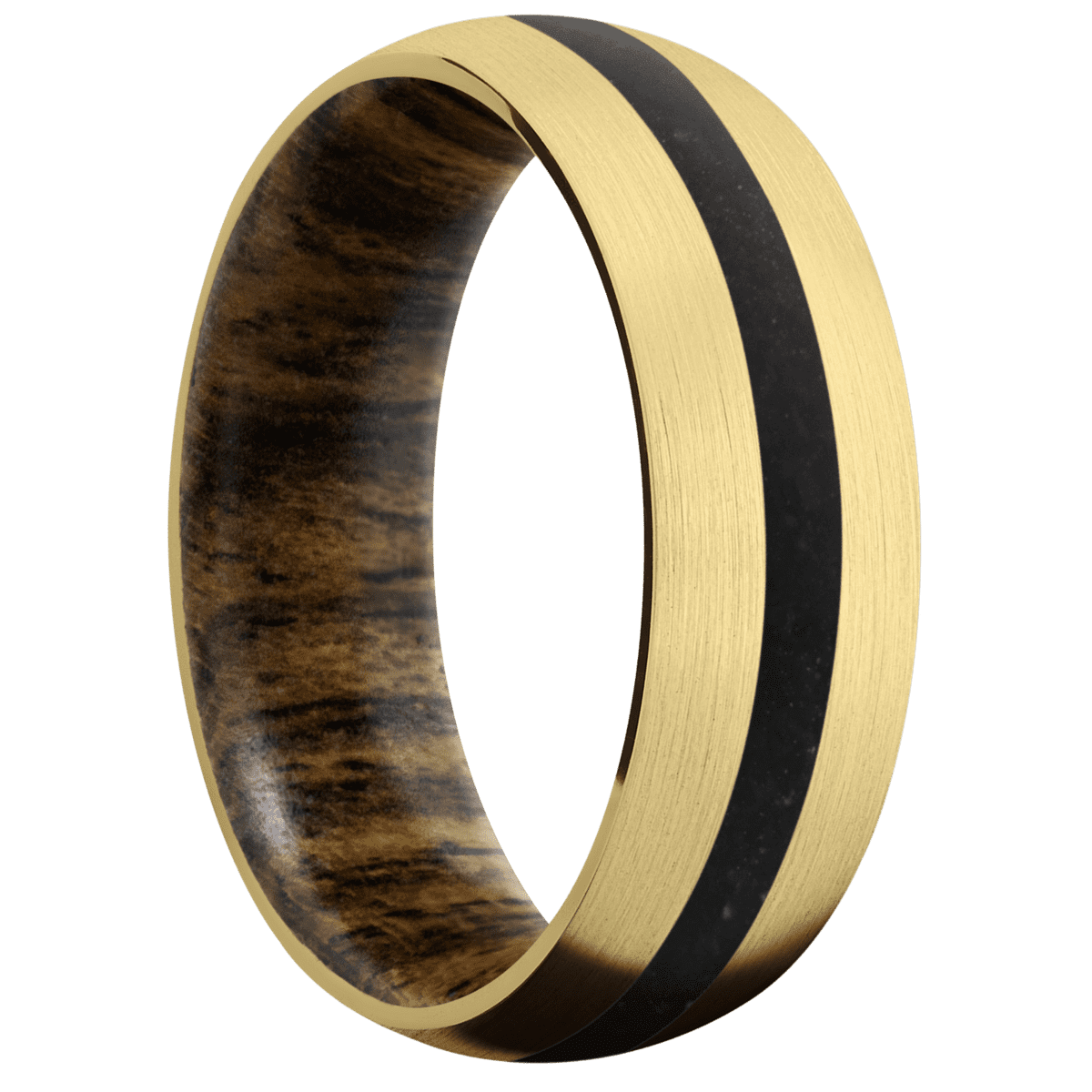 14K Yellow Gold + Satin Finish + Bocote