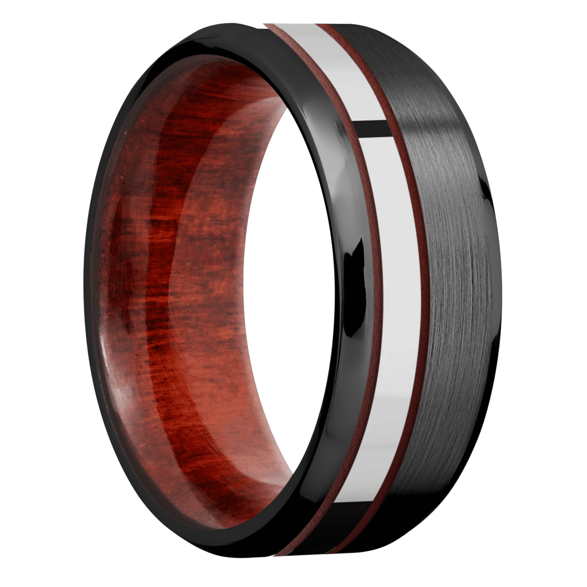 Zirconium + Satin , Polish Finish + Red Heart