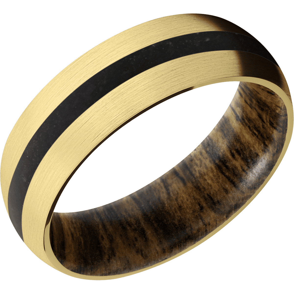 14K Yellow Gold + Satin Finish + Bocote