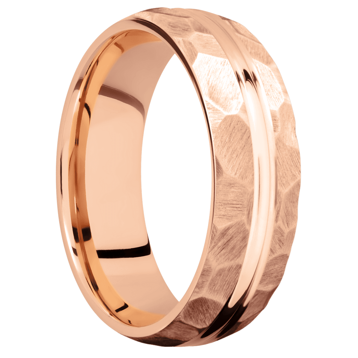 18K Rose Gold + Polish , Rock Finish