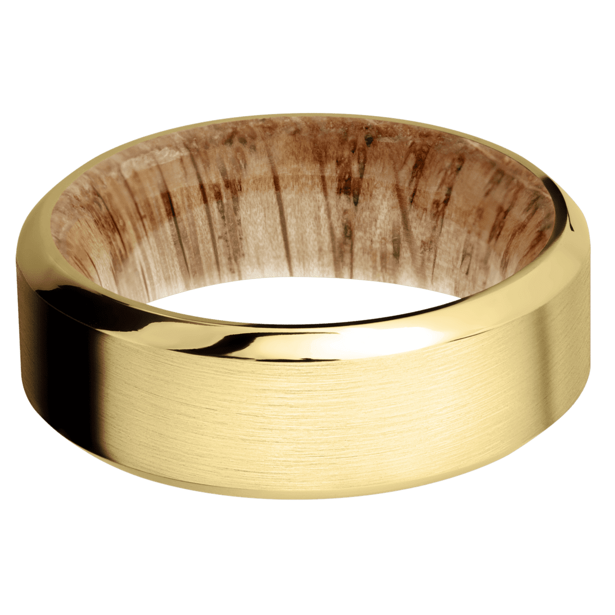 10K Yellow Gold + Satin , Polish Finish + Natural Oak