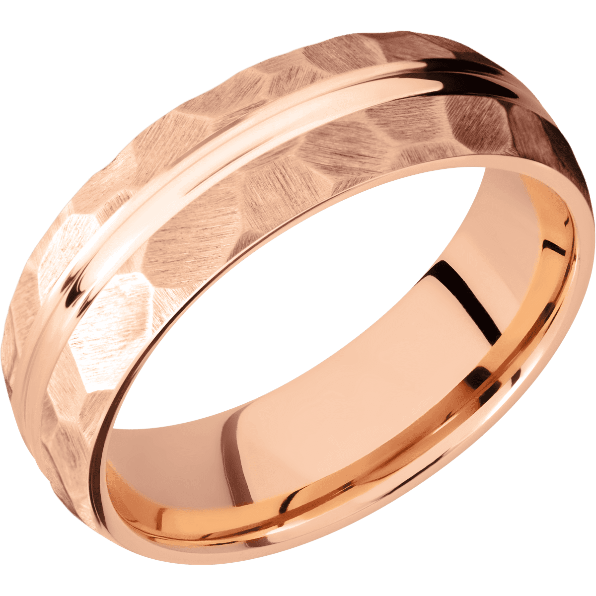 18K Rose Gold + Polish , Rock Finish