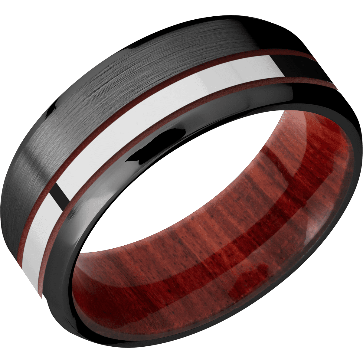 Zirconium + Satin , Polish Finish + Red Heart