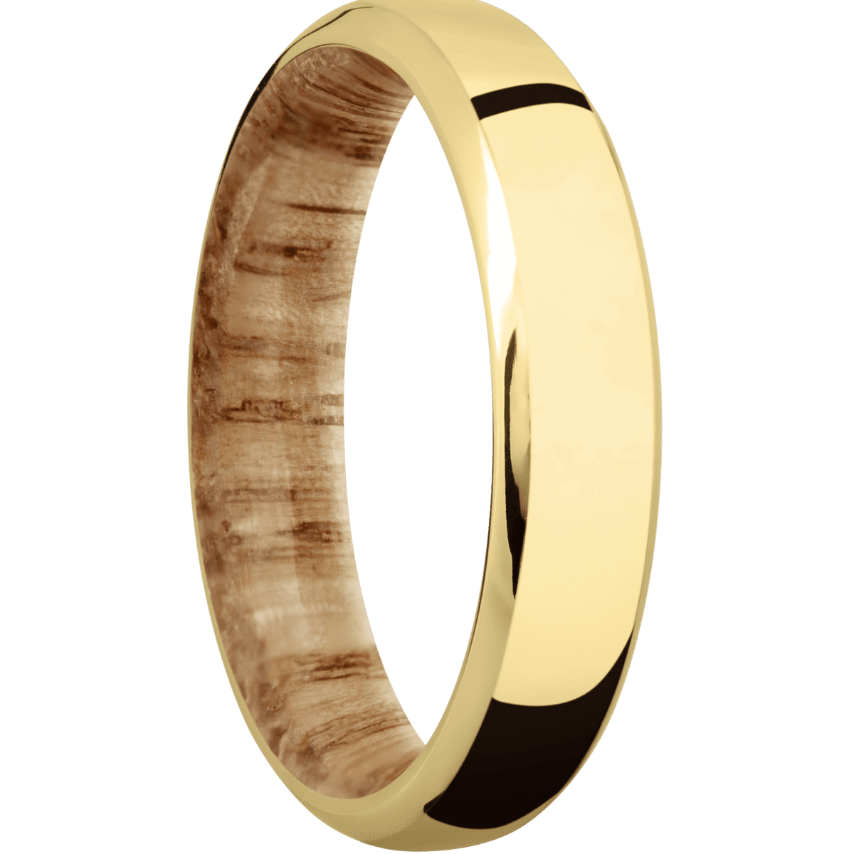 10K Yellow Gold + Polish , Polish Finish + Natural Oak