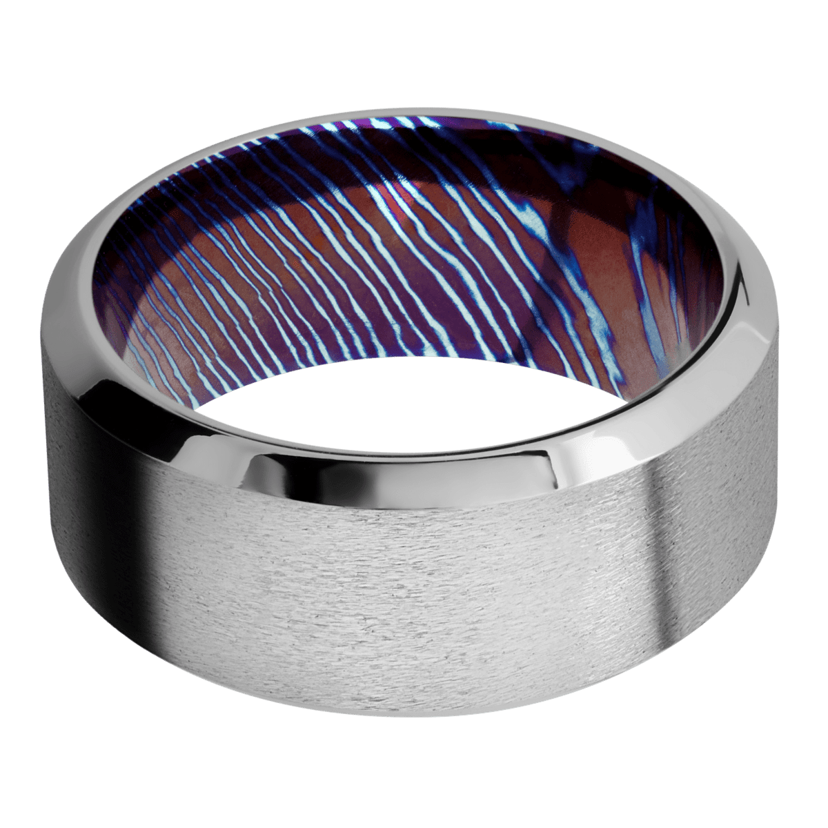Titanium + Stone , Polish Finish + Titanium Damascus