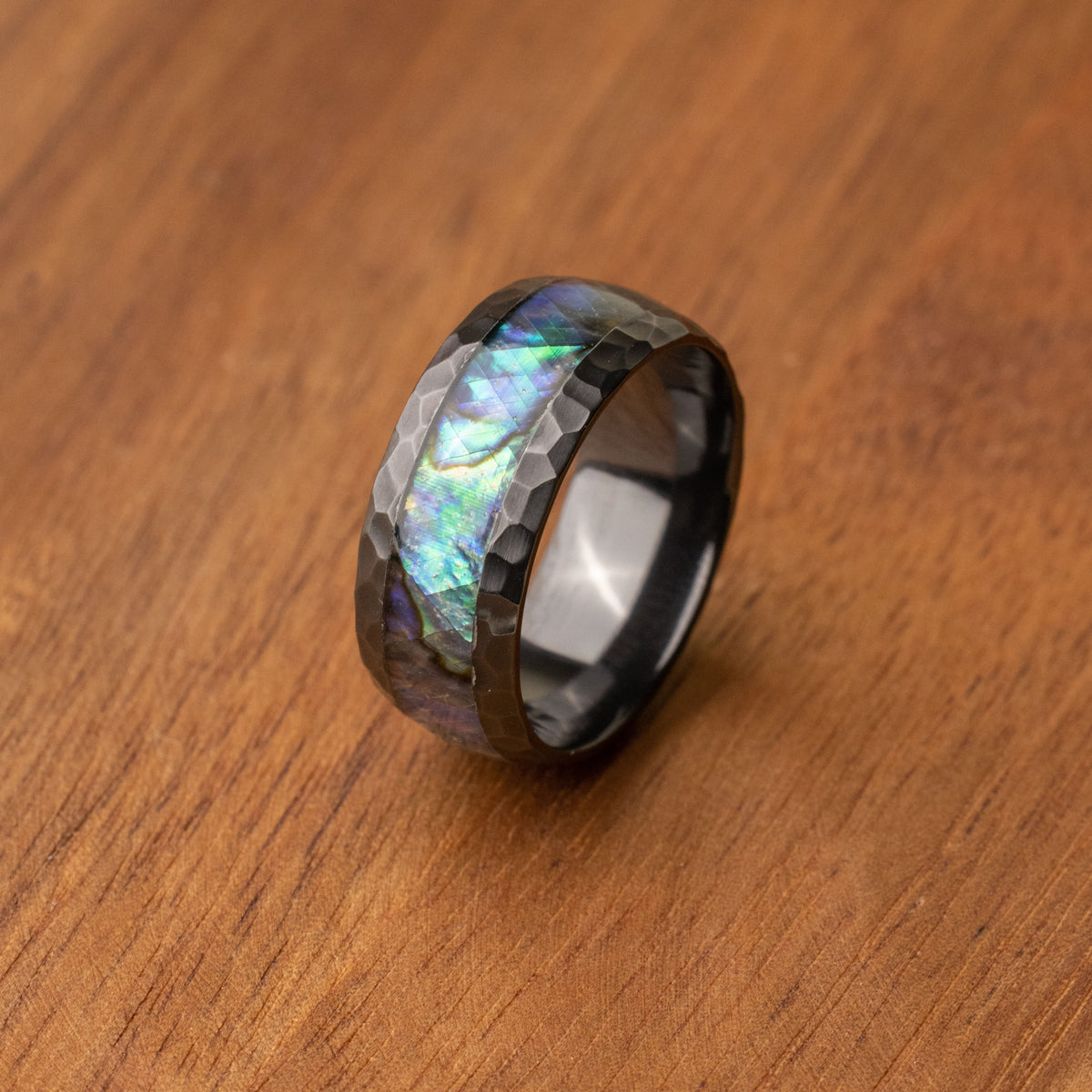 Size 9.5 Zirconium and Abalone Shell