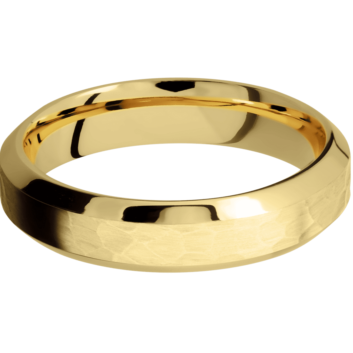 10K Yellow Gold + Hammer , Polish Finish