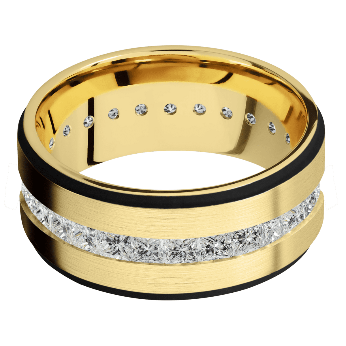 18K Yellow Gold + Satin , Polish Finish