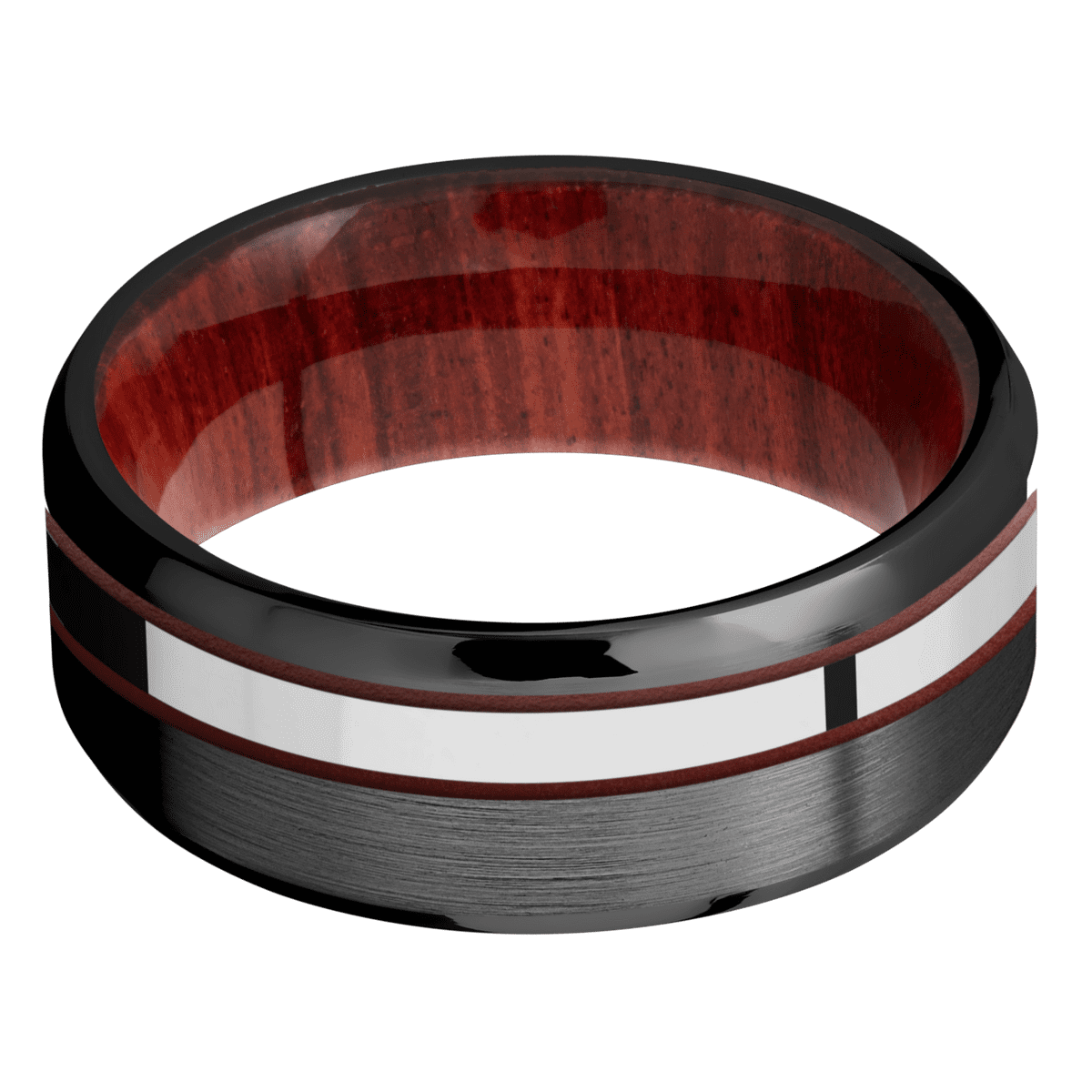 Zirconium + Satin , Polish Finish + Red Heart