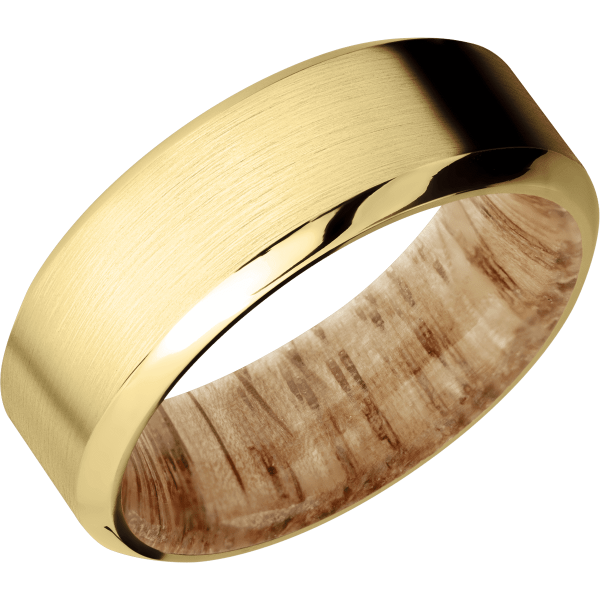 10K Yellow Gold + Satin , Polish Finish + Natural Oak
