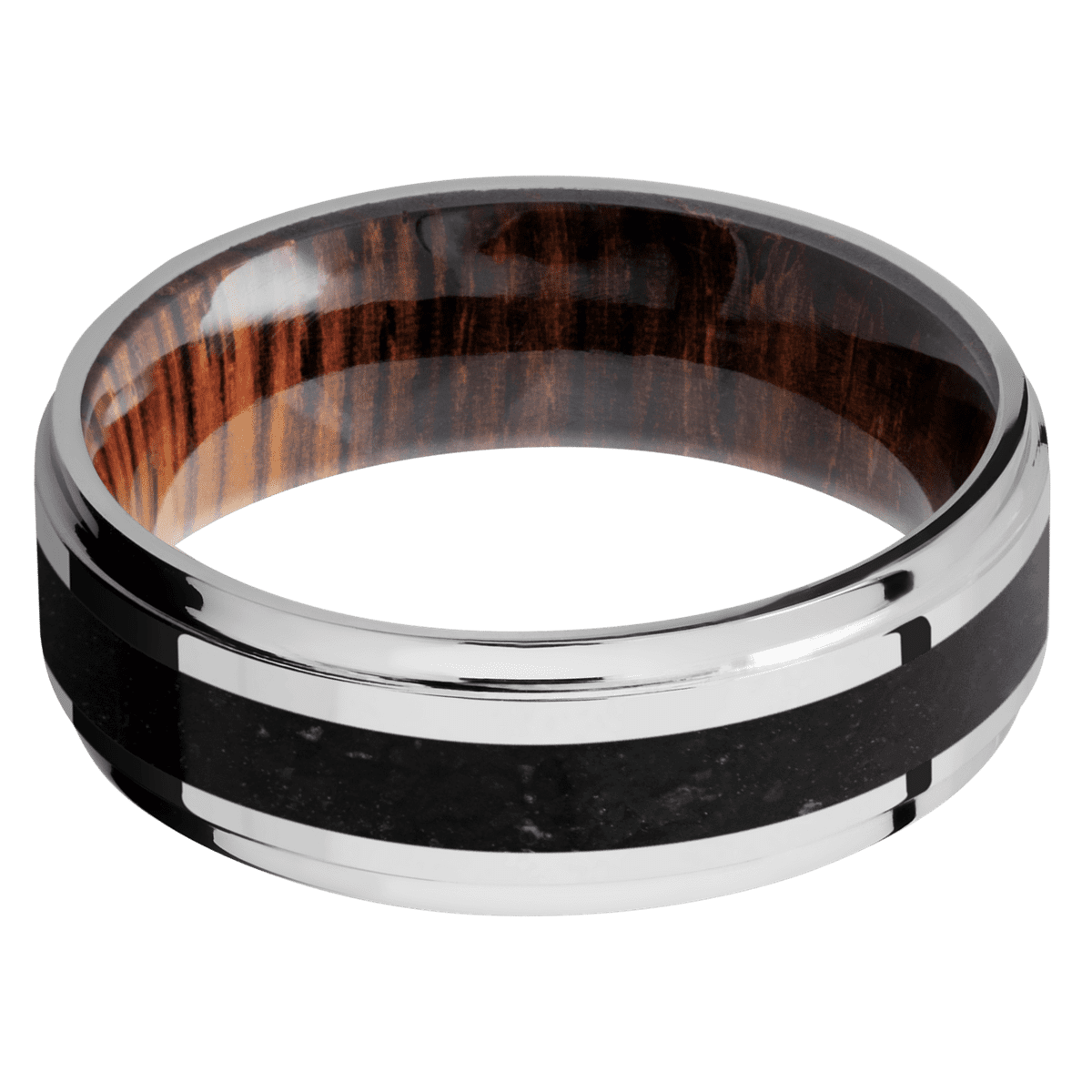 10K White Gold + Polish , Polish Finish + Cocobolo