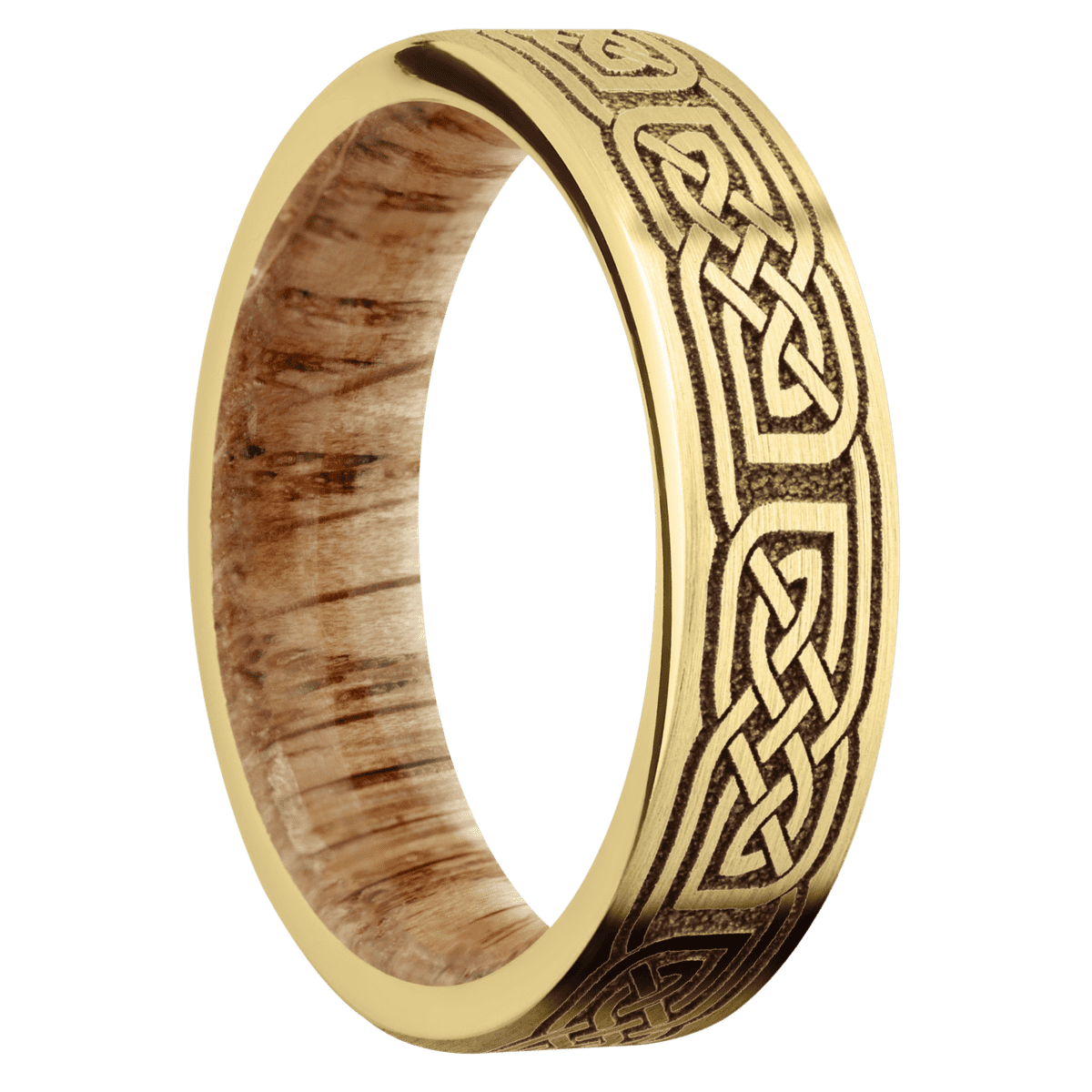 14K Yellow Gold + Satin Finish + Natural Oak