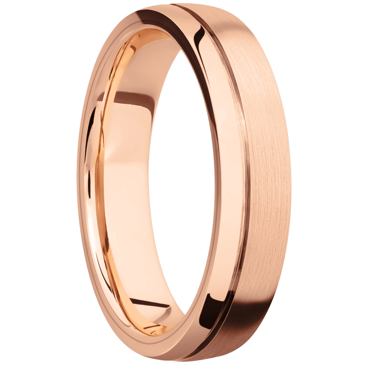 14K Rose Gold + Satin , Polish Finish + 14K Rose Gold