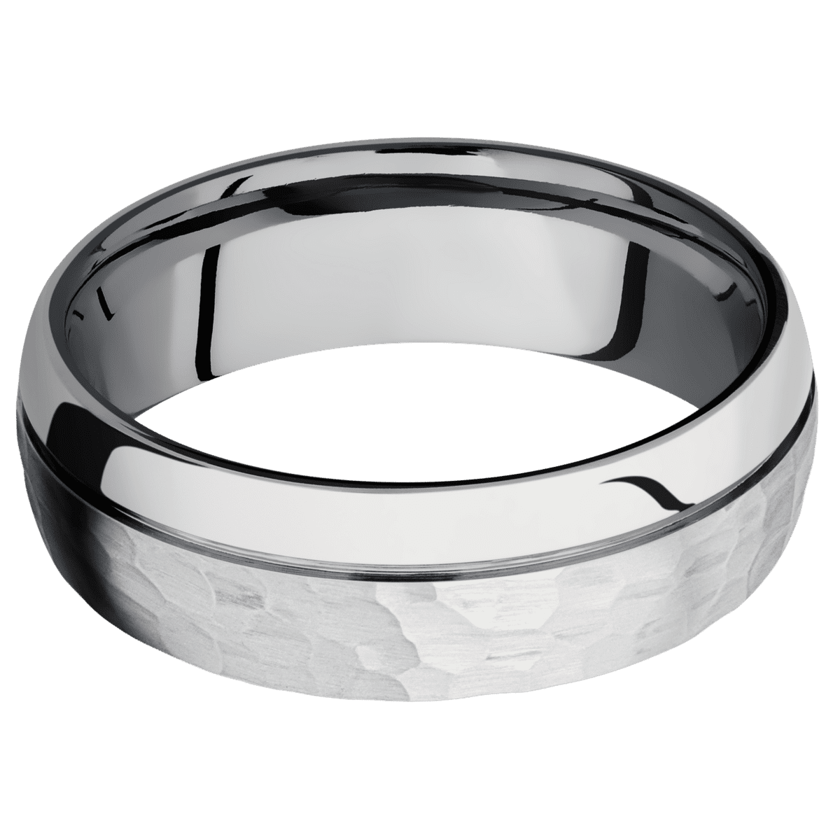 14K White Gold + Hammer , Polish Finish + Tantalum