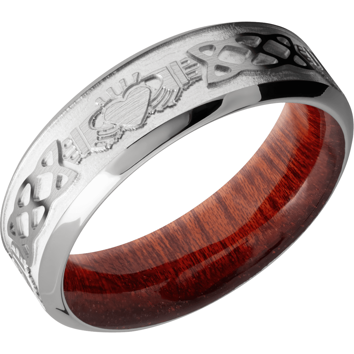 Titanium + Satin , Polish Finish + Blood Wood